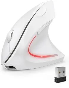 Ergonomic Mouse Wireless, Rechargeable Mouse Silent for Carpal Tunnel Right Hand, 2.4GHz USB Vertical Mouse Wireless for Laptop etc, 3 Adjustable  800/1200/1600 DPI, White