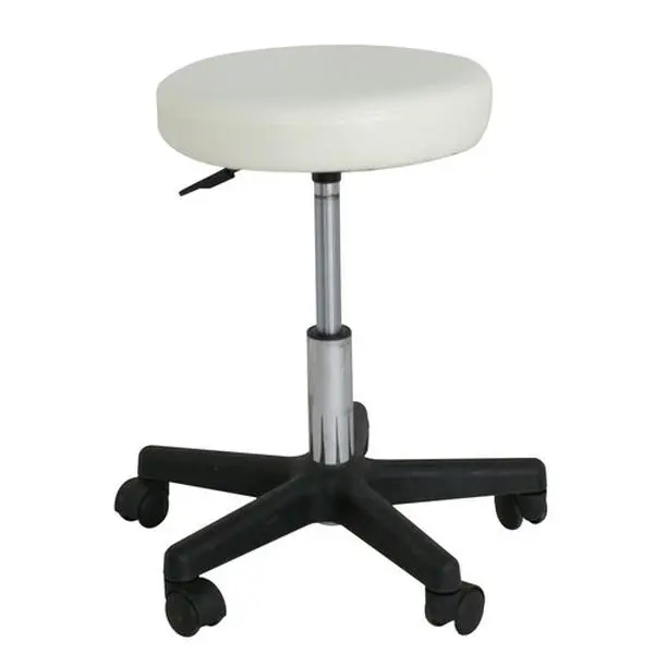 Zenstyle Sturdy Ergonomic Adjustable Hydraulic Rolling Stool with Leather Cushion - Commercial Barber-Style Salon Furniture for Tattoo Salons, Massage Spas (White)
