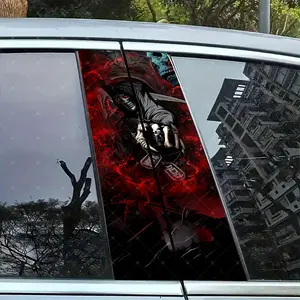 2pc Death Reaper Car B-Pillar Sticker, Vinyl Decal, Easy Peel & Stick, Sunproof Waterproof Scratch-Resistant, Car Decoration, Car Stickers