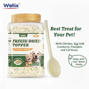 Wellix 7.5oz Cat & Dog Cat Grass Food Topper - Chicken, Egg Yolk, Cat Grass | Freeze Dried Chicken Formula | Low Calorie | Support Hairball Control & Gut Health | Natural, Nutritious, Yummy