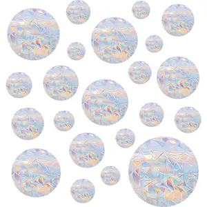 36PCS Circle Window Clings - Anti-Collision Window Decals to Save Birds from Collisions, Non Adhesive Prismatic Vinyl Rainbow Stickers