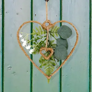 Heart Shaped Artificial Plant Garland, 1 Count Woven Wall Hanging Decoration, Window Hanging Ornament for Home Living Room Bedroom, Door Decorations