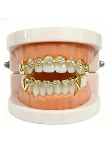 Diamond Heart Zircon Dental Retainer, Gold/silver/rose Gold Plated, Unisex Punk Style, Halloween/party/costume/music Festival Gift