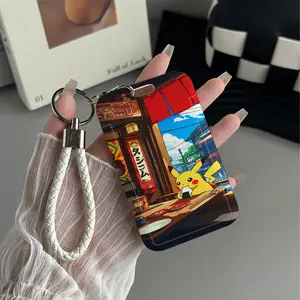 Pikachu Bite Pattern Design Plastic Id Card Holder With Lanyard for Doctors, Nurses, Students-Bus Card Case, Campus Card Protector Perfect Halloween Christmas Gift