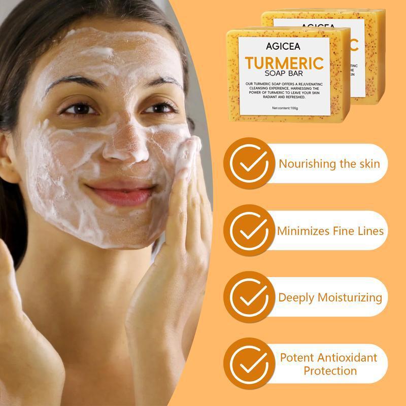 AGICEA Turmeric Face Soap for Radiant Skin - Turmeric Blend for Cleansing & Body Care - Natural Ingredients like Palm Oil & Goat's Milk - Ideal for All Skin Types