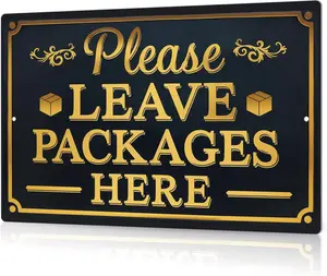 Decor Please Leave Packages Here Metal Signs Package Signs For Delivery Box Package Delivery Boxes Please Leave Packages Here Signs For Outside Deliveries Decor 8x12 In funny tin Wall Art Vintage