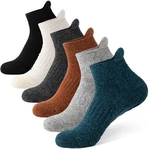 6 Pairs Hiking Running Ankle Merino Wool Socks Work Socks Compression Support Sweat Absorbing Breathable Thick Cushion Low Cut Socks For Gift