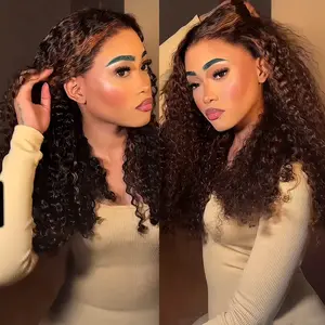 Megalook Highlight P430 Burmese Curly Bleached Knots Burmese Curly 13x6 Lace Front Wear Go Wigs Pre Everything Glueless Human Hair Wigs