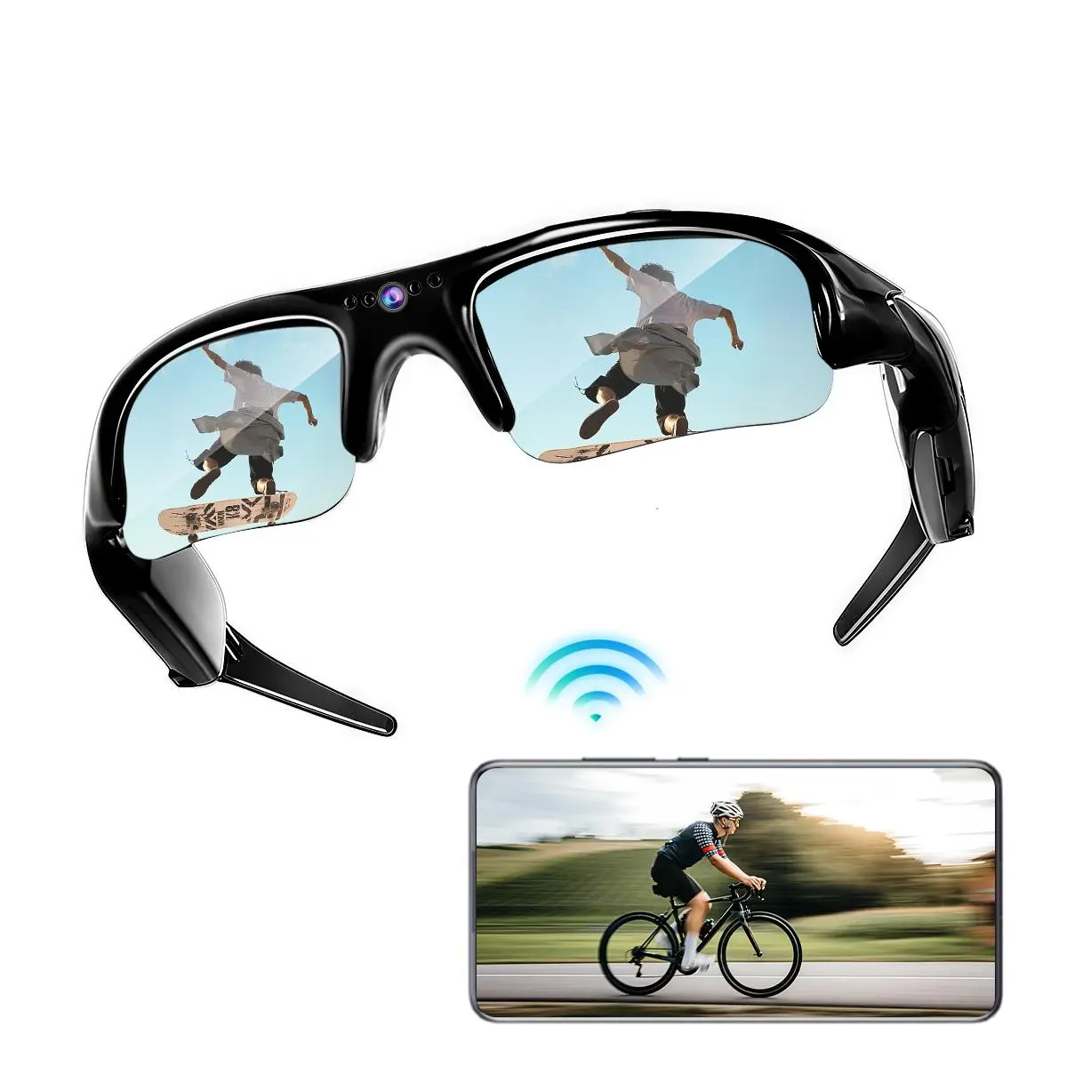 Smart Sports Video Glasses, HD 1080P Camera Glasses with Camera Body, Action Camera, Mini Camera Sunglasses, Smart Recording Glasses, WiFi Hotspot Connection Mobile Phone Viewing, Wearable, Wireless Smart Glasses, Smart Eyewear