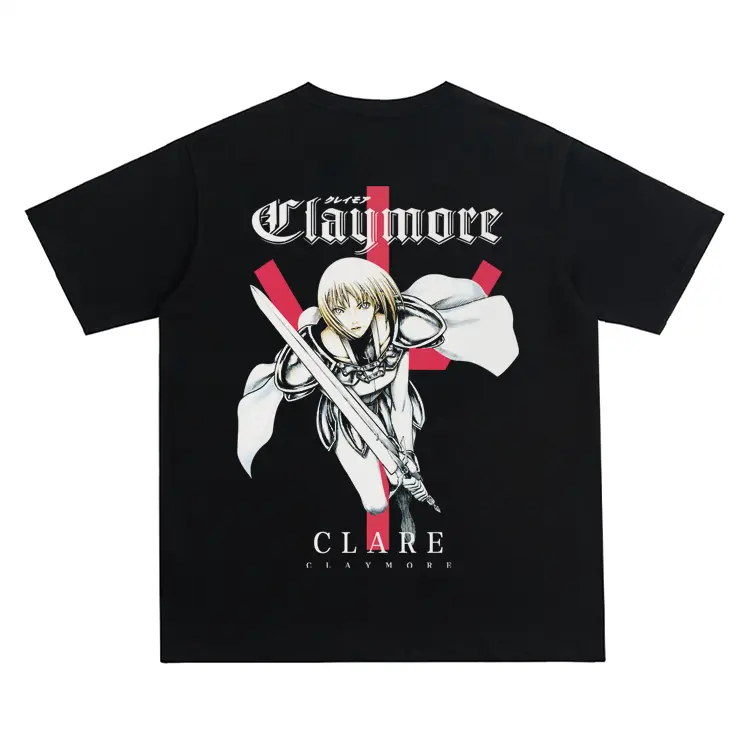 Claymore "Clare's Charge" Vintage Oversized Tee Anime T-shirt 100% Cotton Original Design Men's Top Streetwear Casual Medium Size