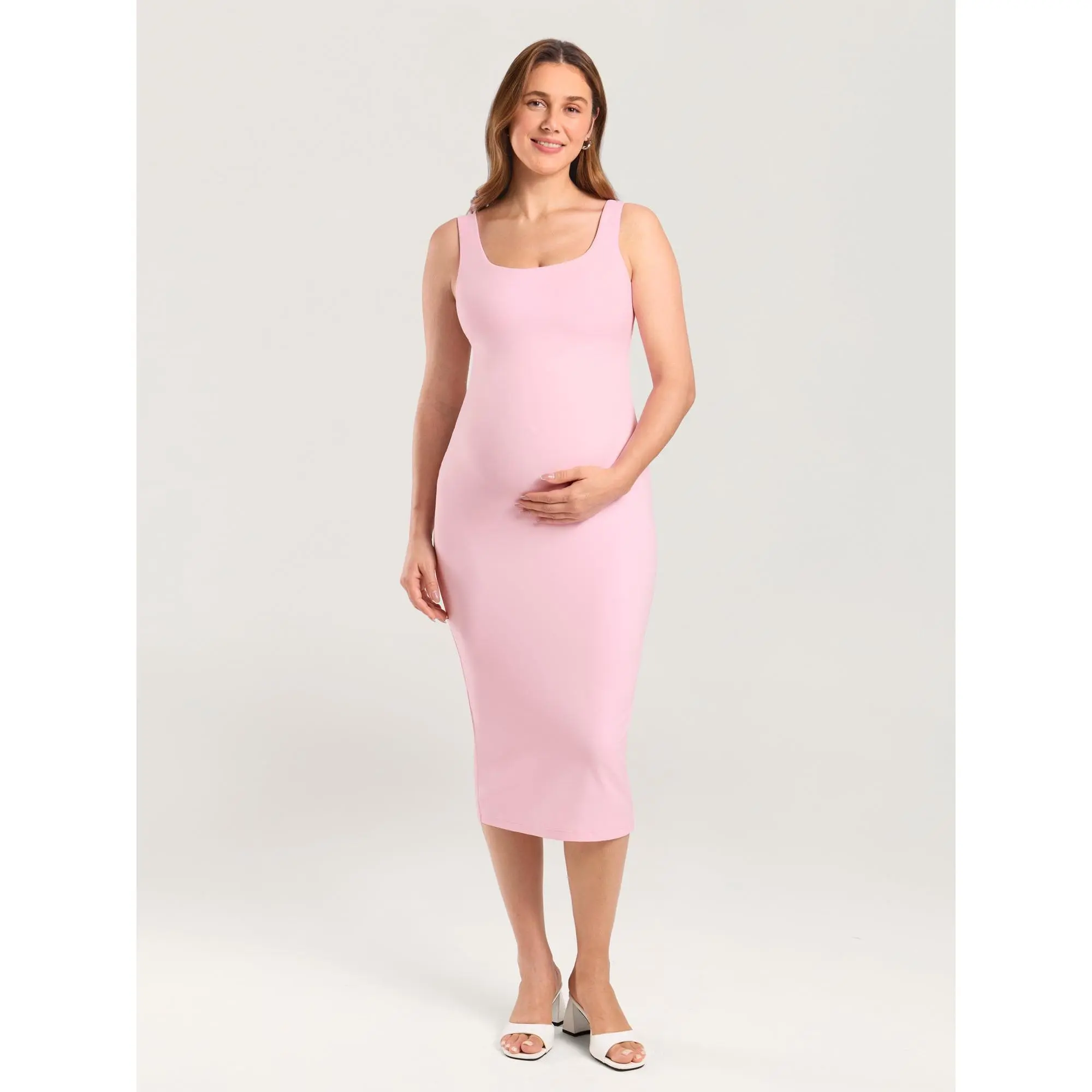 MOMANDA Fitted Maternity Midi Dress Casual Sleeveless Pregnancy Square Neck Bodycon Split for Baby Shower - TikTok Shop MOMANDA Fitted Maternity Midi Dress Casual Sleeveless Pregnancy Square Neck Bodycon Split for Baby Shower - TikTok Shop