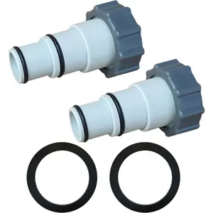 Pool Hose Adapter 1 1/4 to 1 1/2 Replacement Hose Adapter w/Collar for Threaded Connection Pumps, Converts 1.5" and 1.25" Type B Hoses for Pool Set, Pool Accessories