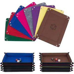 8 Pieces Folding Rectangle Dice Tray Felt Storage Holder for DND RPG MTG and Other Board Games