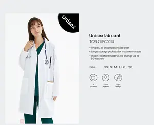 Unisex Medical Lab Coat-Professional White Doctor Coat