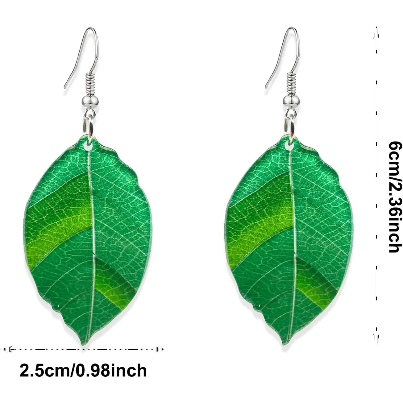 Lightweight Handmade Acrylic Leaf Earrings Unique Nature Green Plant Earrings Resin Statement Green Leaf Dangle Drop Earrings for Women Girls Jewelry Gifts