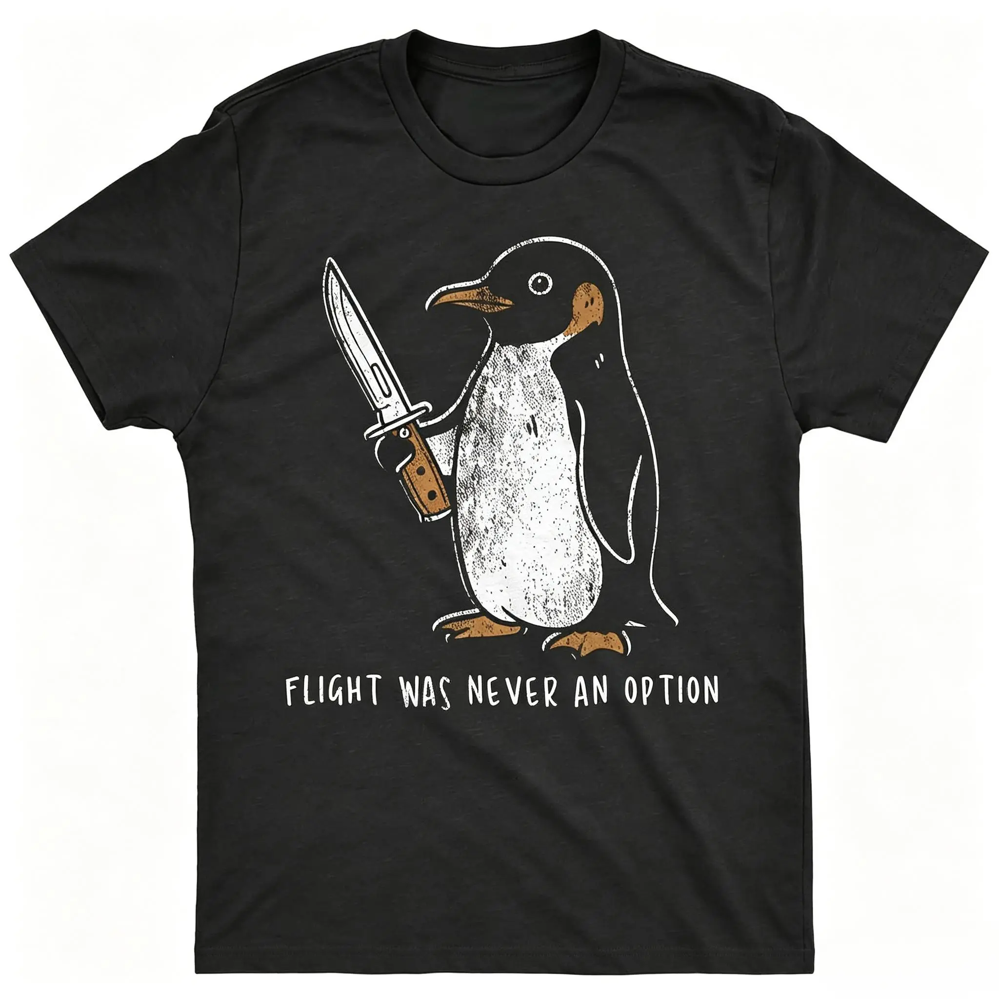 Men's Soft Fabric Graphic T-Shirt, Relaxed Fit Crew Neck with Penguin Print for Streetwear and Casual Wear, Round Neck, Clothes