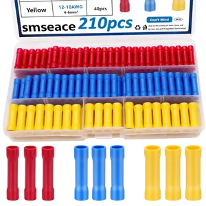 210 Pcs Butt Splice Connectors Kit 22-10AWG Butt Wire Connectors Assorted Butt Splice Crimp Connectors Wiring Straight Crimps Terminals for 22,20,18,16,14,12,10 Gauge Wires