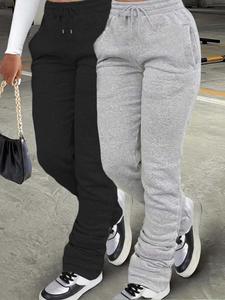 women's solid color drawstring waist sweatpants, casual fashion cozy pocket trousers for daily wear, fashionable ladies fall & winter athletic clothes, pants for women, going out bottoms, high waist sweatpants, sports casual pants, casual sporty trousers