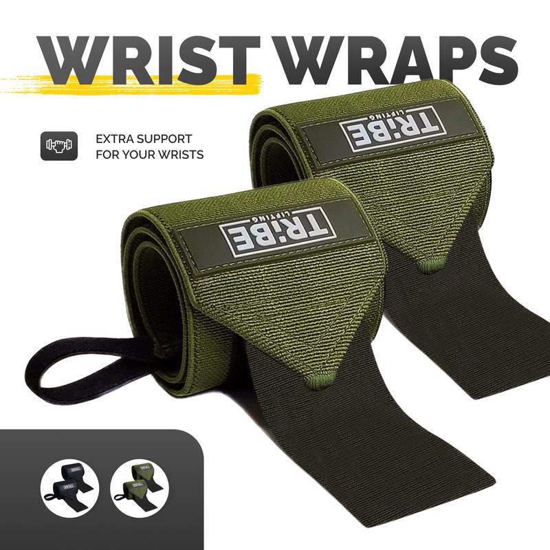 Tribe Lifting Weightlifting Wrist Wraps 18" Premium Quality Wrist Support with Heavy Duty Thumb Loop - Best Wrap for Powerlifting, Strength Training, Bodybuilding for Men & Women