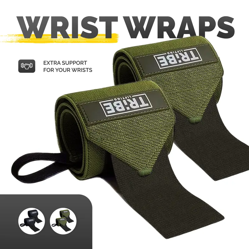 Tribe Lifting Weightlifting Wrist Wraps 18" Premium Quality Wrist Support with Heavy Duty Thumb Loop - Best Wrap for Powerlifting, Strength Training, Bodybuilding for Men & Women