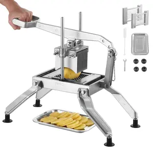 【fathersdaygift】VEVOR Commercial Vegetable Slicer, 3/8" and 3/16" Tomato Slicer, Stainless Steel and Aluminum Alloy Vegetable Cutter Slicer, Manual Tomato Slicer with Non-slip Feet, for Tomatoes, Potatoes, Onions Kitchen Utensils
