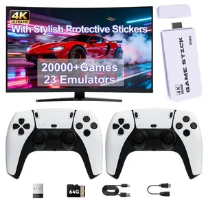Retro Game Console, Pro Game Sticks, Includes Multiple Classic Games, 64GB, 23 Emulators, HDMI Plug & Play, With Dual 2.4GHz Wireless Controllers, Perfect Gift for Kids & Adults