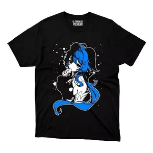 T-Shirt Anime Genshin Impact Ganyu Brillos Blancos  L745 7FS