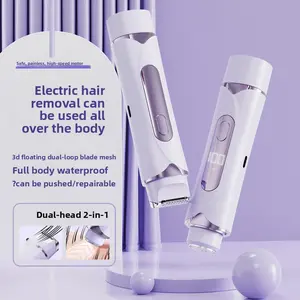 Women Private Area Trimmer Electric Dual Head Hair Shaver For Underarm Full Body Hair Removal