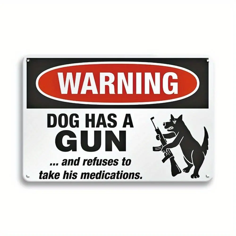 Warning Dog Pattern Metal Sign, Letter Pattern Metal Sign, Security Sign Outdoors Yard Sign, Wall Art For Home Decor, House Decor