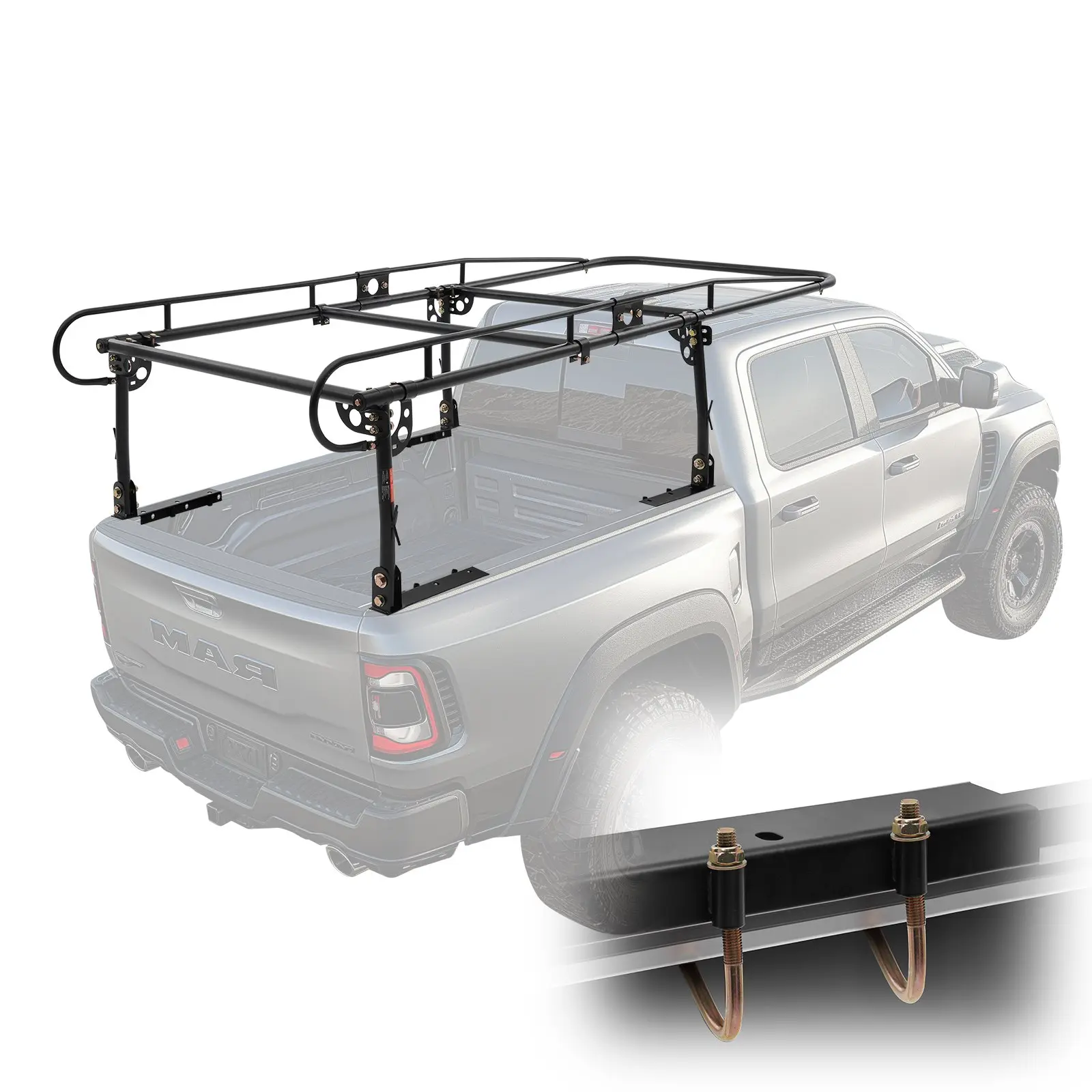 VEVOR Automotive Truck Accessory Ladder Rack, 1000lbs Capacity, 43.3"-63" Width Roof Rack, Lumber & Gear Holder, Father's Day Gift, Truck Accessories