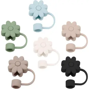 6PCS Silicone Straw Covers Toppers for Stanley Cups 30&40 Oz Tumbler Accessories -Flower Straw Caps Dust-Proof -Reusable Straws Tips Protectors for Stanley Cup 10mm 0.4in Straws