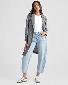 Herringbone Long Knit Blazer