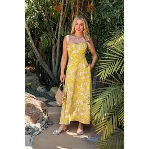 Sunset Yellow Floral Strapless Midi Dress - FINAL SALE