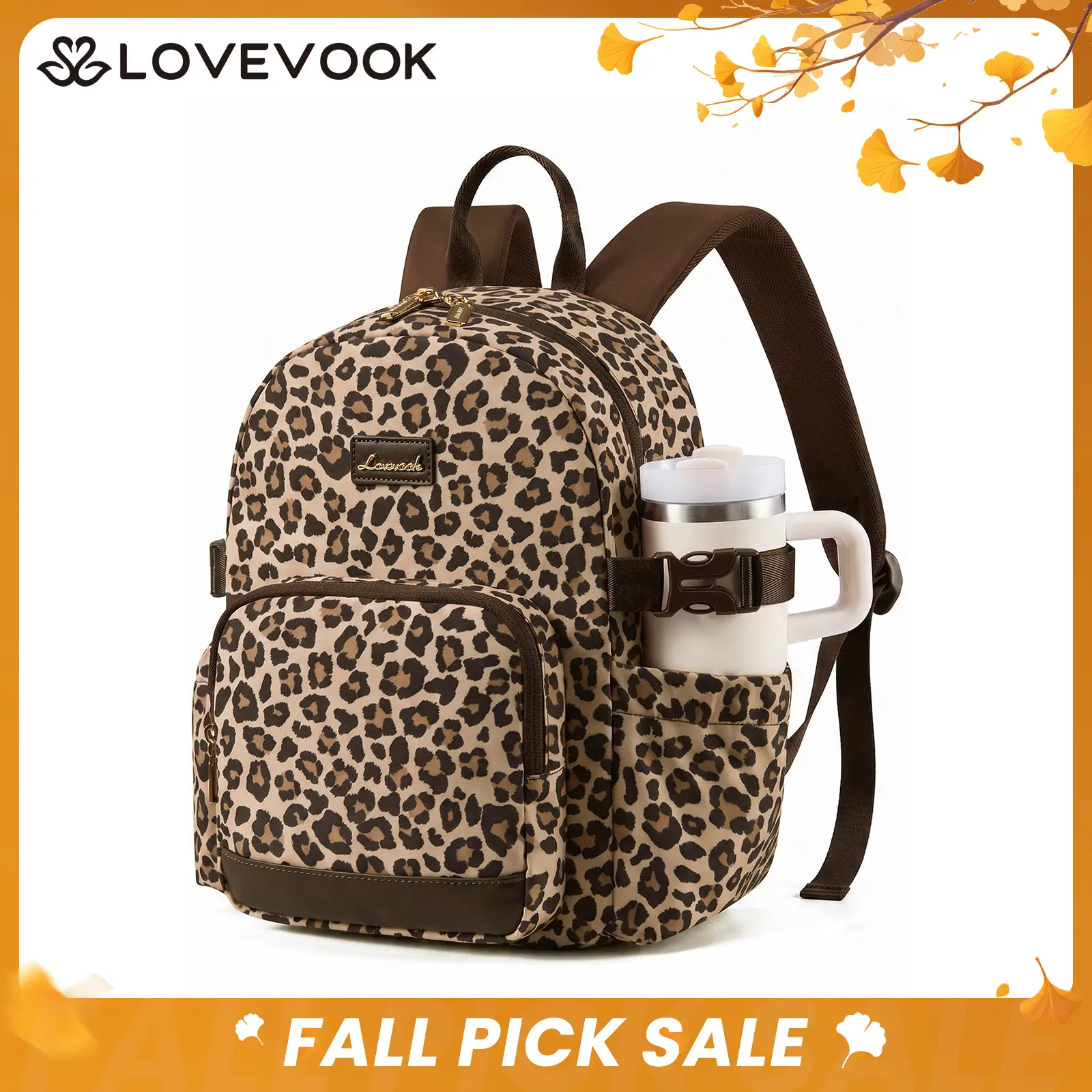 LOVEVOOK Upgrade Mini Backpack Purse for Women with Giant Tumbler Holder - Lightweight Small Backpack Women for Work Travel Park, Cute Water-Resistant Mini Backpack for Daily College,Back to School