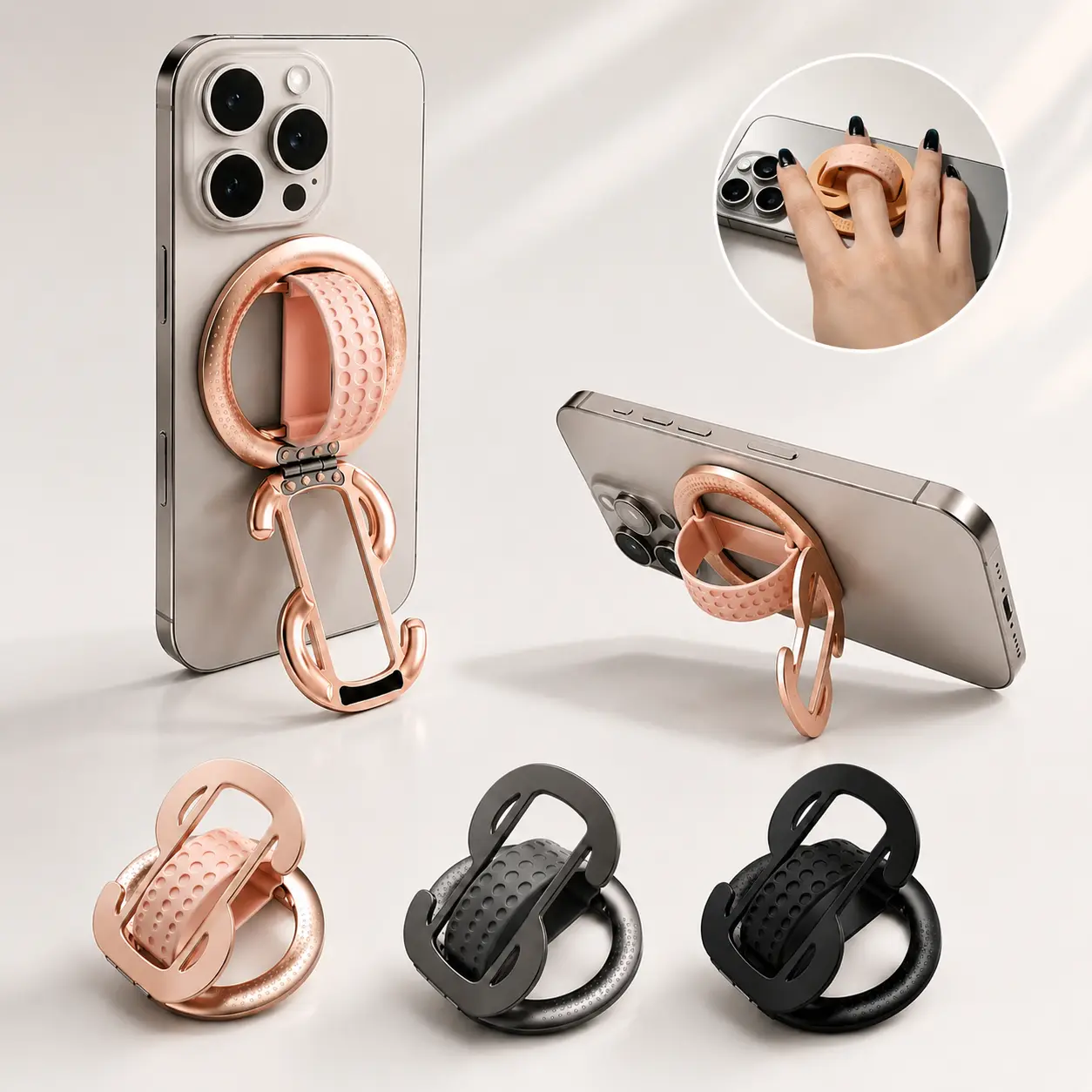 Portable Magnetic Phone Stand Dual Magnetic Ring Stand Fidget Toys Adults Foldable 360° Rotation Phone Holder Car Desk Phone Stand, MagSafe Compatible, Stress Relief Accessory for Home/Office/Travel/Gym Easy to Put on and Take Off Cellphone Smartphone-MM