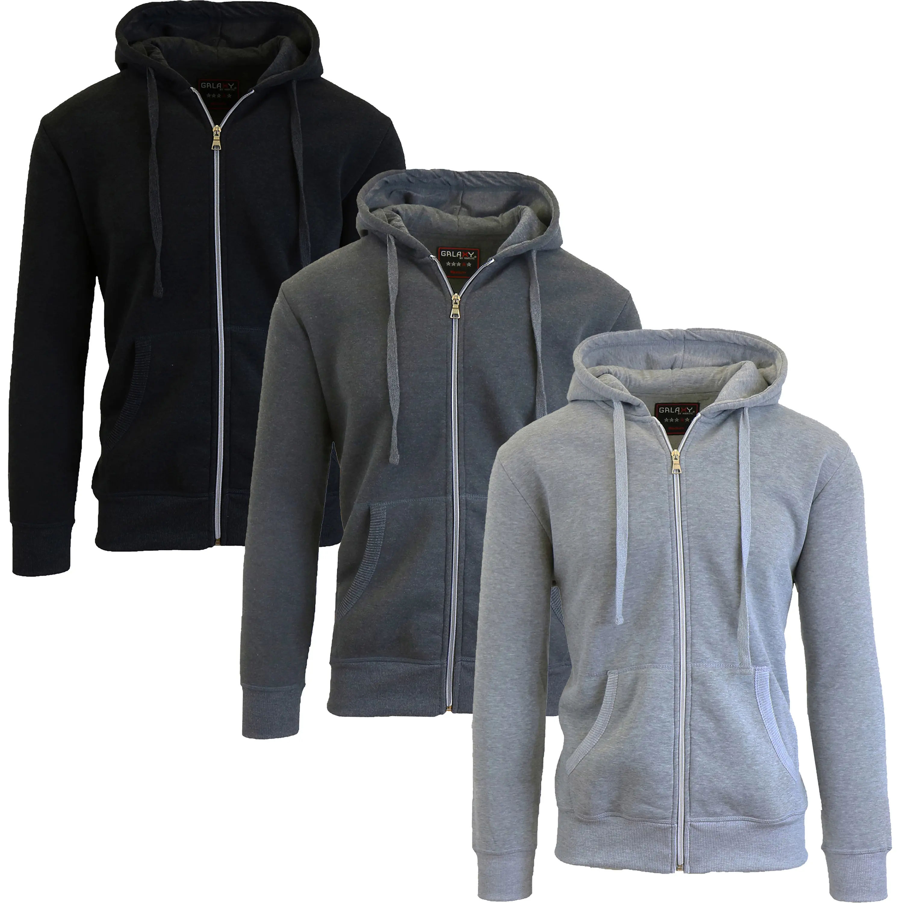 (3-Pack) Black-Charcoal-Heather Grey