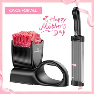 【ONCE FOR ALL 】Home Use Stainless Steel Meat Slicer Bone Chopper Set | Manual Beef Mutton Slicer Shredder with Suction Base, Fruit Thin Slicer Kitchen Utensils for Hot Pot BBQ Fresh Precision