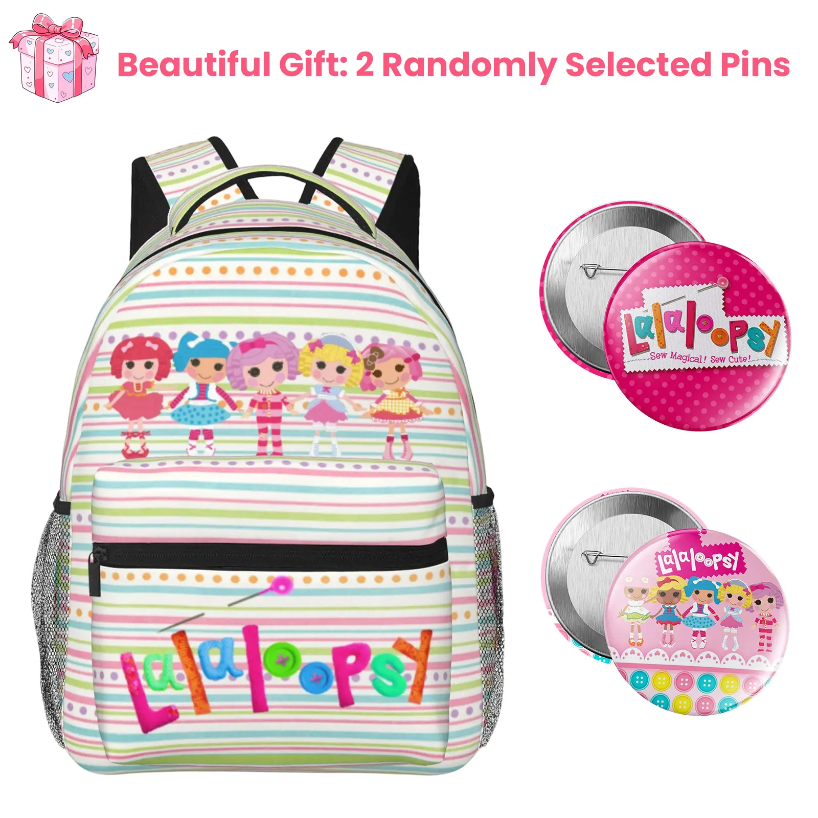 Lalaloopsy School Backpack for Kids We're Lalaloopsy Netflix Backpack with Adjustable Straps Cartoon MGA Lalaloopsy lightweight fashion backpack for back to school gifts