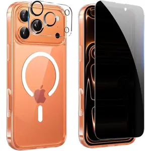 Privacy Case for iPhone 17 Pro,Magnetic iPhone 17Pro Case Clear with Privacy Screen Protector & Camera Protector [Compatible with MagSafe],Shockproof TPU Cover for iPhone Pro 17 Phone Cases
