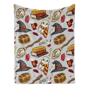 Magical Wizard Items Blanket, Hedwig Owl & Spell Books Flannel Throw, Soft Warm Blanket for Sofa & Bed 30x40 40x50 50x60 60x80inch