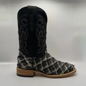Charcoal Gray Clon Pirarucu Boots -Square Toe