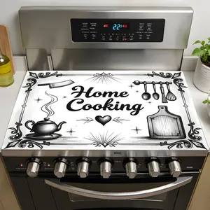 1pc, Stove Top Cover for Electric Stove Home Cooking Stove Top Cover with Heart and Kitchen Tools Design Glass Stove Top Cover, Dish Drying Ceramic Washer Top Mat, Heat Resistant Cooktop Parts & Accessories Oven Cover