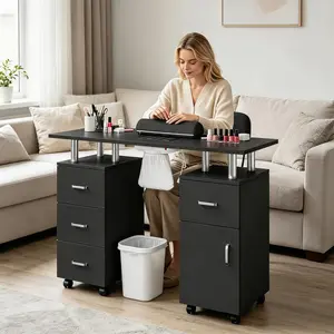 Manicure Table with Electric Dust Collector and Storage Drawers for a Cleaner Nail Salon Setup
