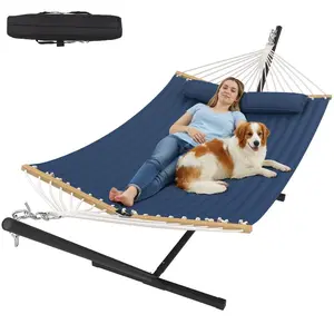 Modern Portable Hammock for Outside, Camping Hammock with Stable Anti-Tipping Structure, Hand-Woven Durable Ropes, Rope Hammock for Backyards, Beaches, Poolsides, Parks, Campsites