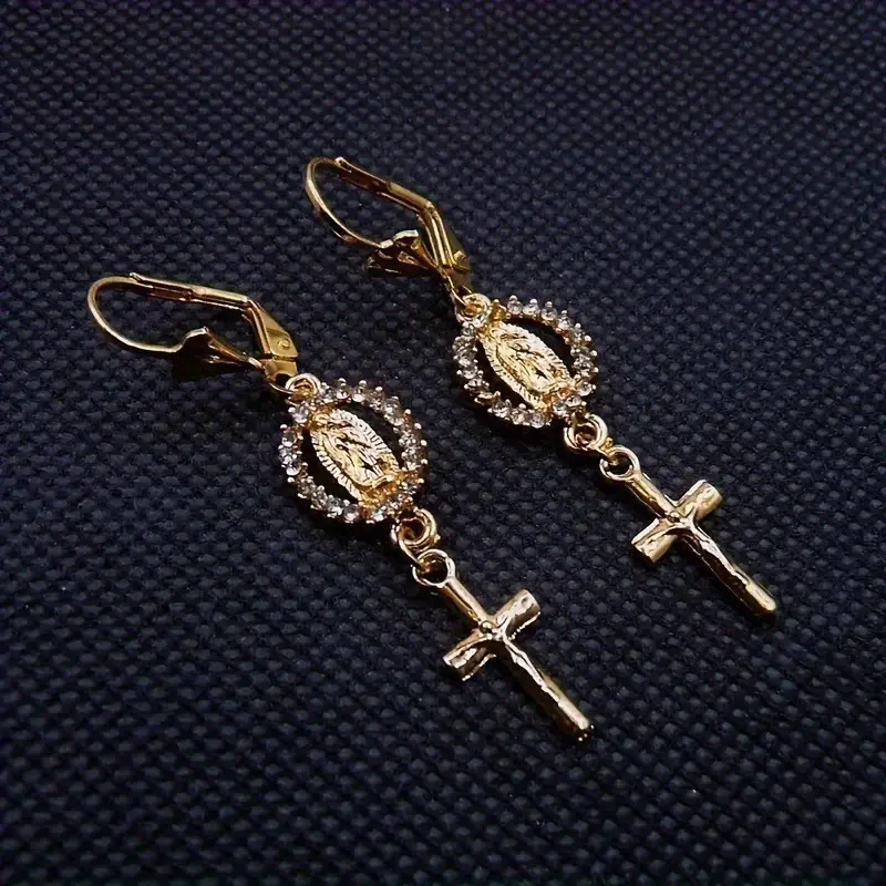 Hot Selling Retro Virgin Mary Relief Cross Earrings for Women, Unique Punk Style Earrings Hot Selling Retro Virgin Mary Relief Cross Earrings for Women, Unique Punk Style Earrings