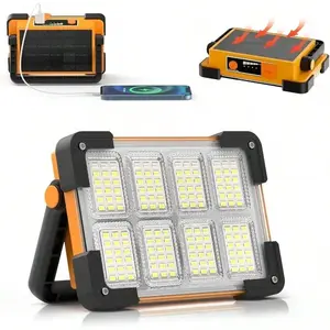 144LED 10000LM Rechargeable Solar Flood Light Outdoor Portable LED Reflector Spotlight Projector Floodlight Construction Lamp