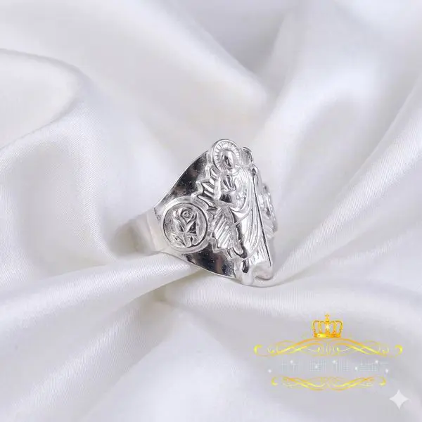 KING OF BLINGSWhite 925 Sterling Silver St Jude Thaddeus Women's /women Religious  Ring SZ 7