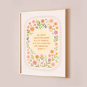 [SALE UP TO 40%] [Unframed] Think of Your Energy as Expensive Artwork Taylor Poster Quote Lyrics Print Subtle Office Decor Home Room Wall Art Floral Digital Printable