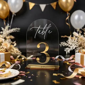 Adiison 10pcs Golden Acrylic Square Seat Cards, Golden Light Luxury Romantic Wedding Seat Cards, Banquet Party Birthday Festival Party Dining Table Identification Cards