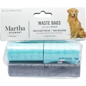 Martha Stewart for Pets Poop Waste Bags | 120 Large Unscented Doggie Bags for a Quick Cleanup | Tear-Resistant Dog Waste Bags, Great for Dog Walking Everyday Use | 8 Rolls Fetch for Pets